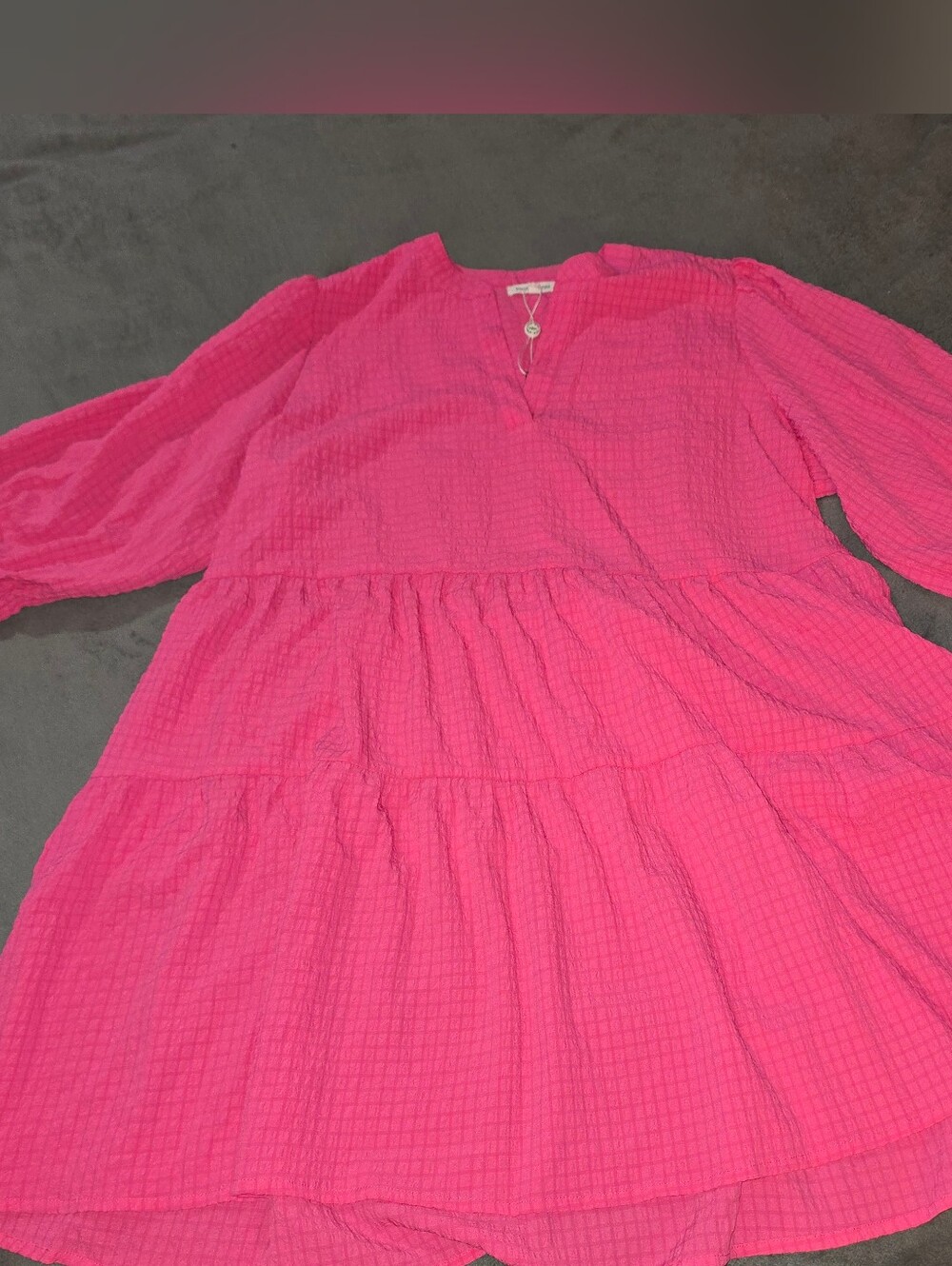 Girls' Hot Pink Tiered Babydoll Dress - Unbranded